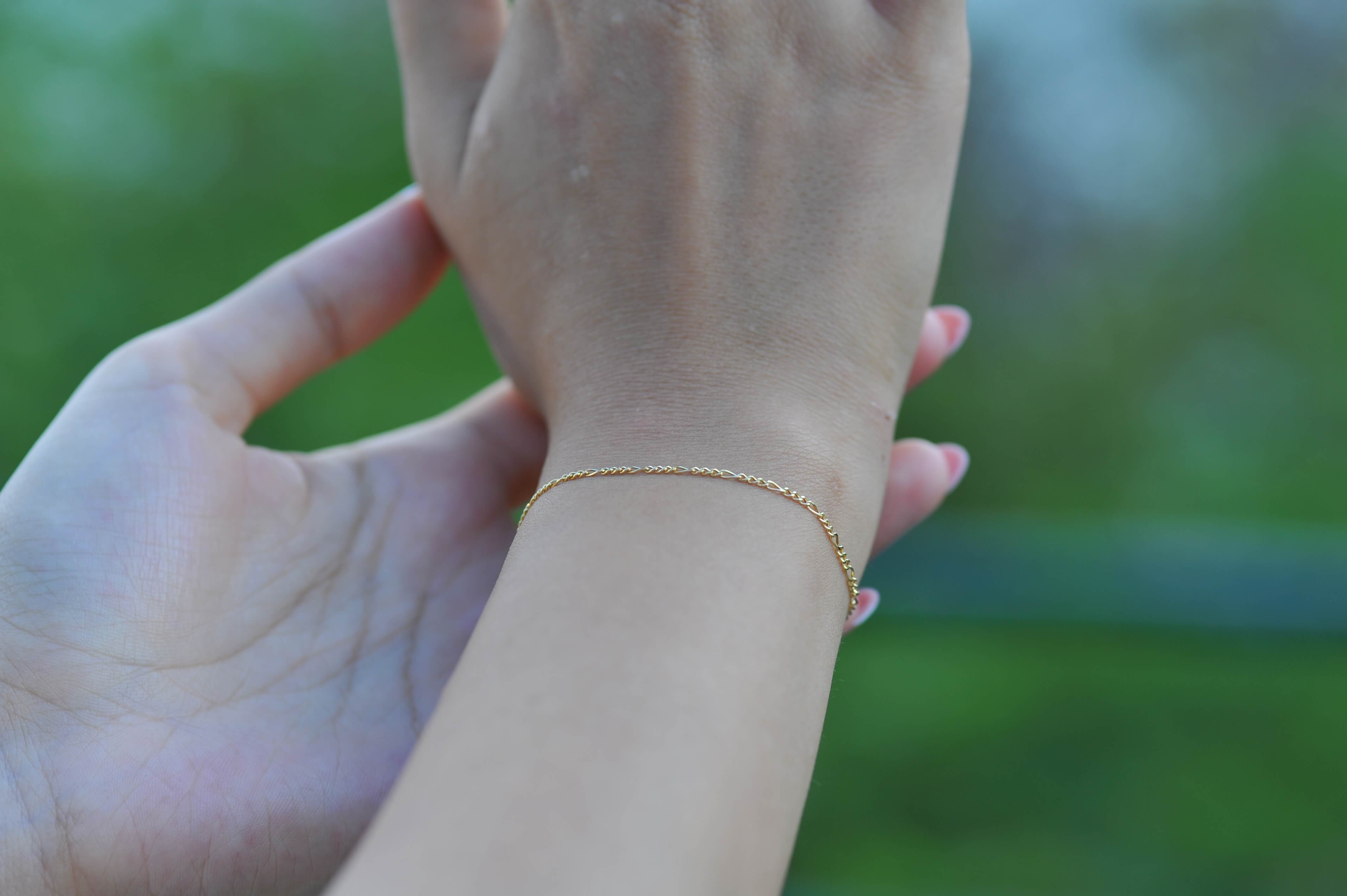 14K Solid Gold Figaro Bracelet